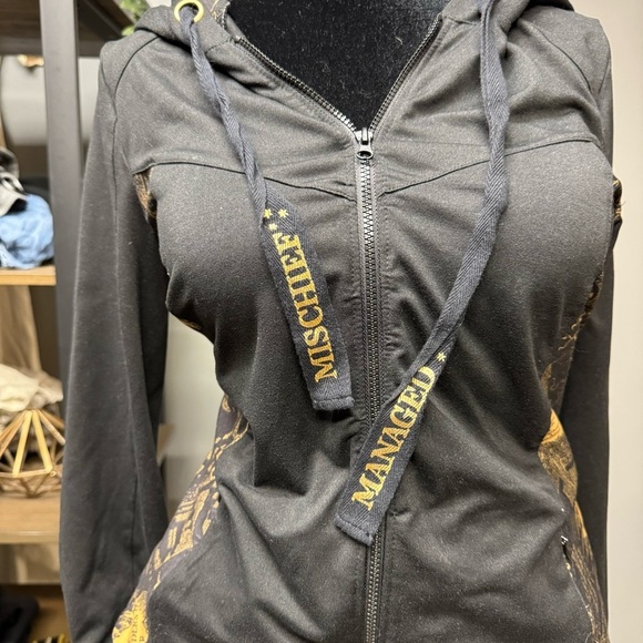 Hot Topic Harry Potter Marauders Map jacket women's medium black gold Disney - Picture 4 of 11